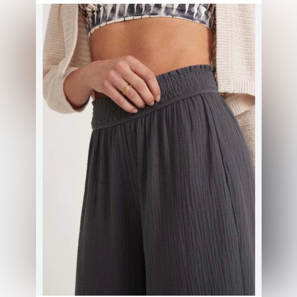 NWT Marine layer Corrine wide leg cotton gauze pant black size medium - Picture 2 of 10